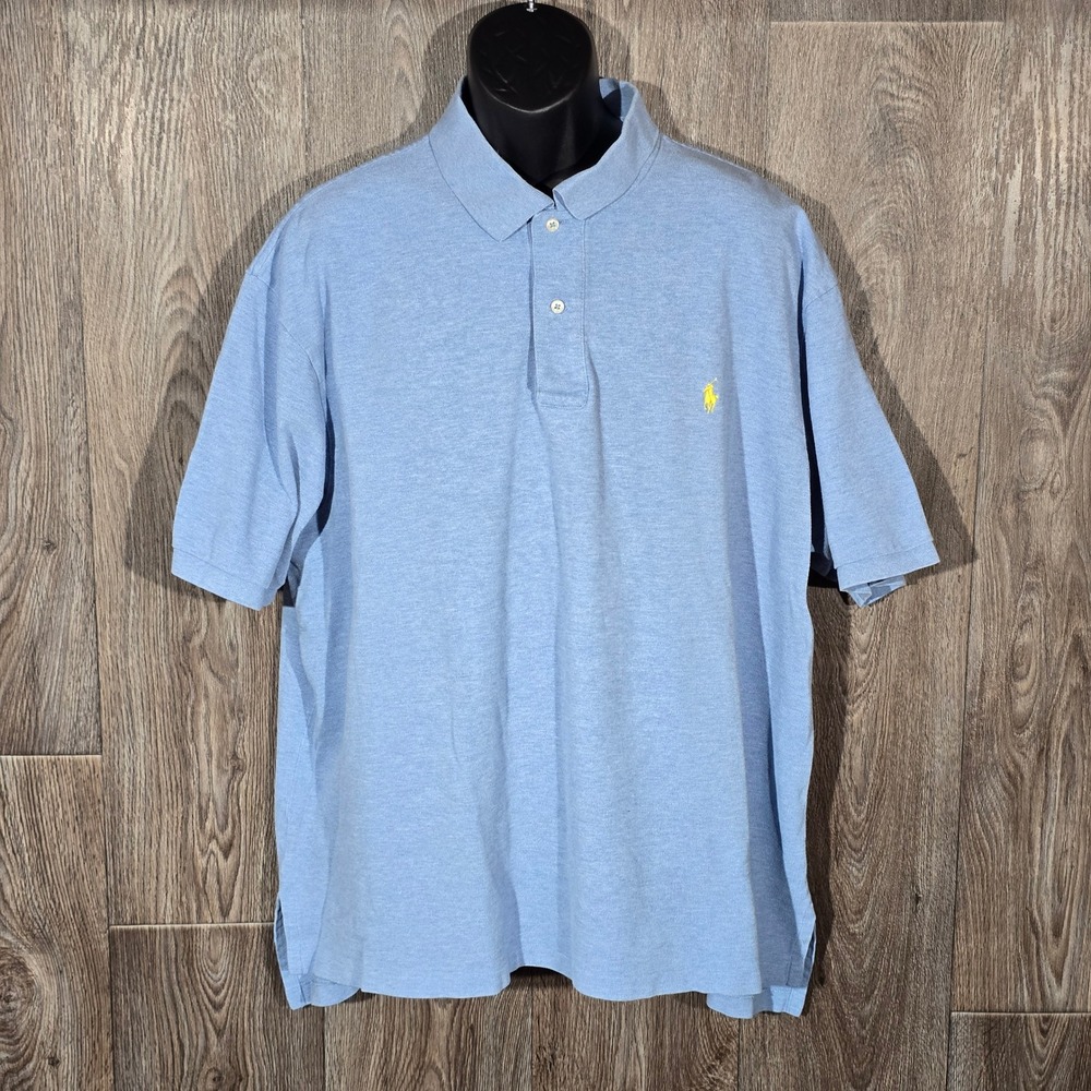 Polo Ralph Lauren Mens Big Tall 3XB Light Blue Short Sleeve Polo Shirt Pony Logo